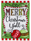 Merry Christmas Y'All Garden Flag 2 Sided Applique