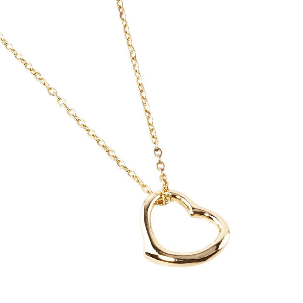 Metal Open Heart Pendant Necklace