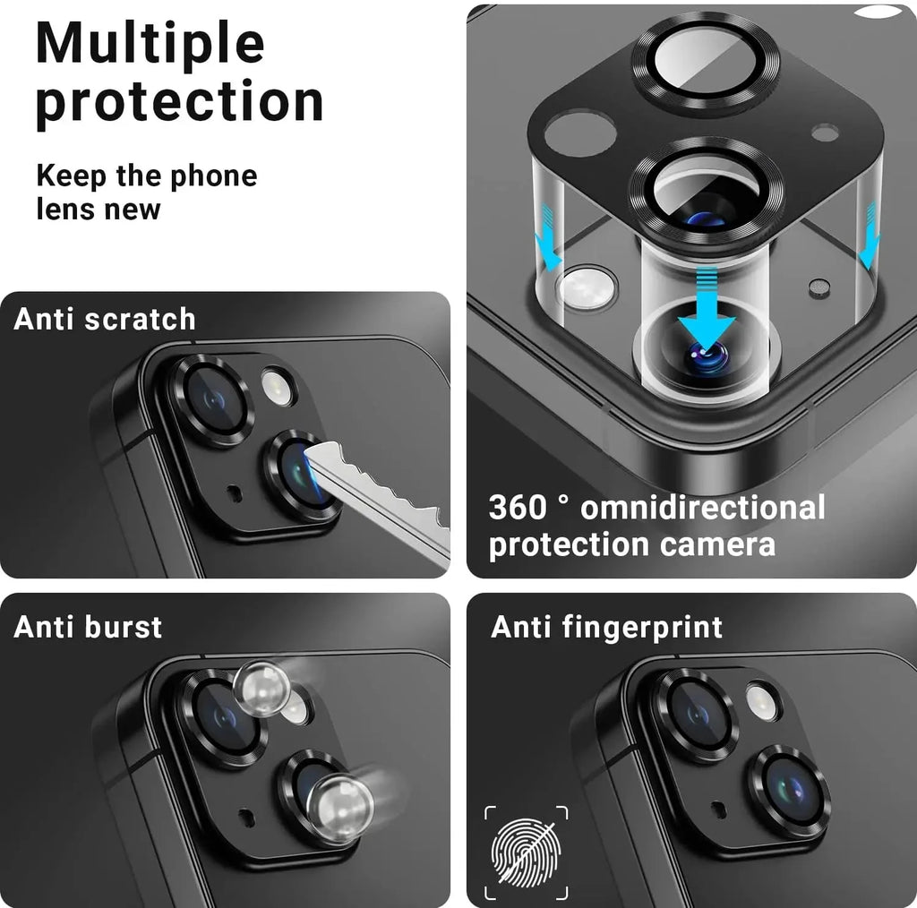 Metal Tempered Glass Camera Lens Protector Film Cover For iPhone.