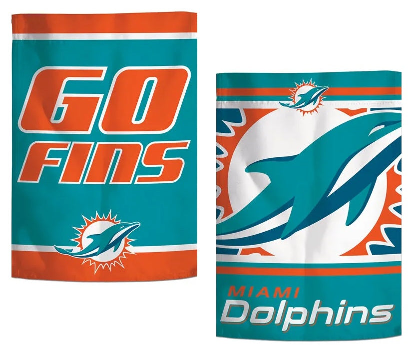 Miami Dolphins Garden Flag 2 Sided Go Fins Slogan