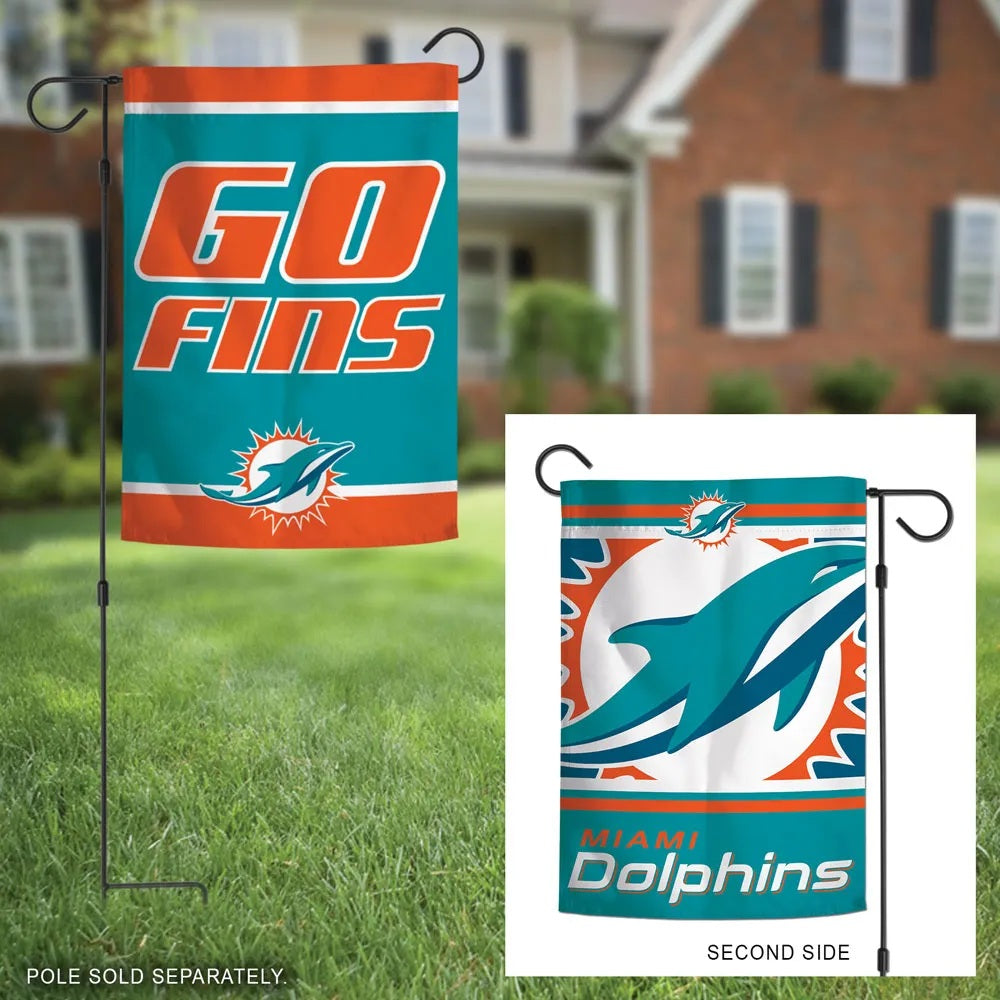 Miami Dolphins Garden Flag 2 Sided Go Fins Slogan