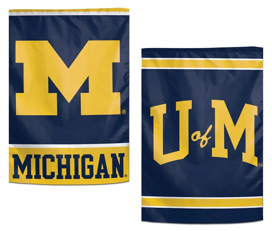 Michigan Wolverines Garden Flag 2 Sided Logo