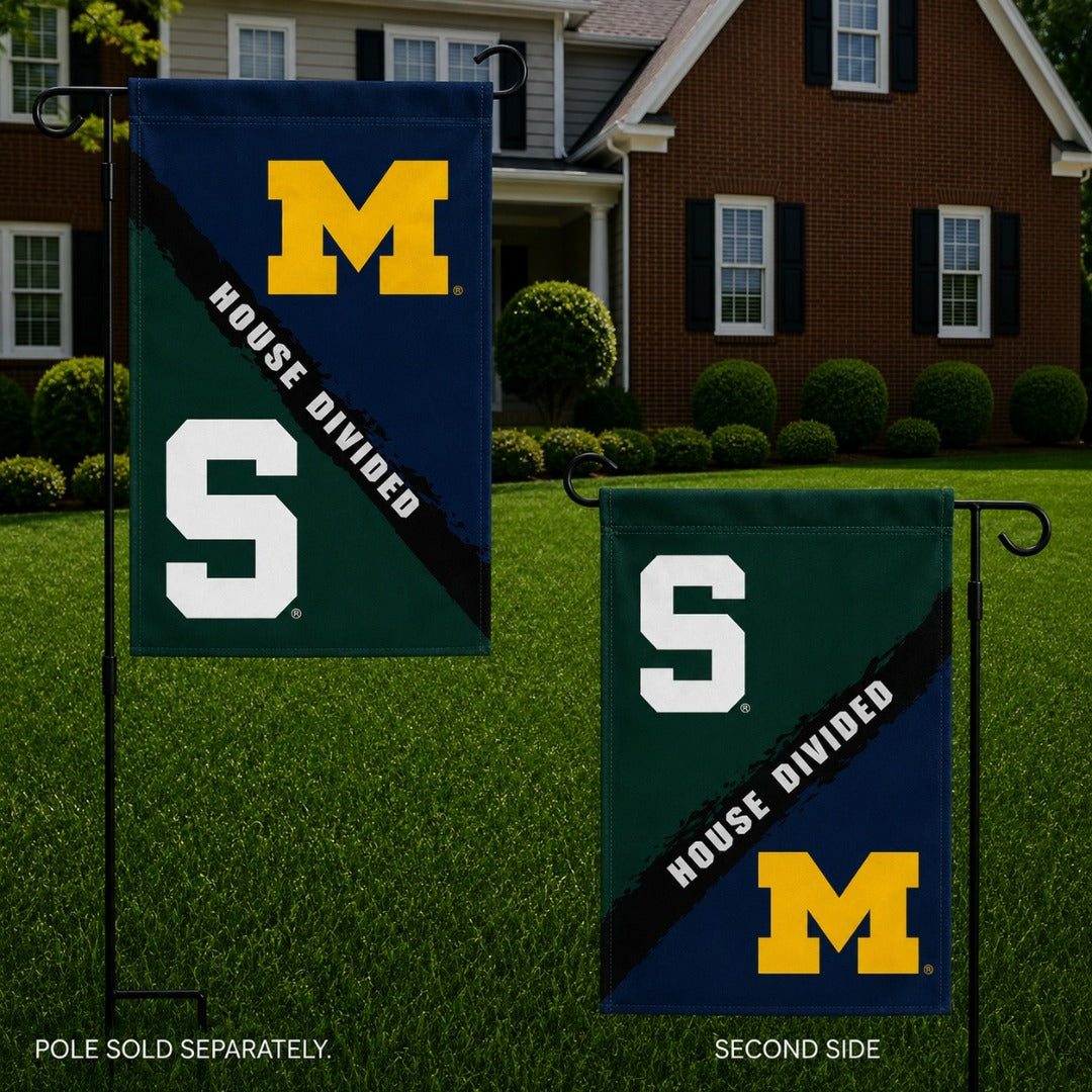 Michigan vs Michigan State House Divided Garden Flag 2 Sided Rivalry