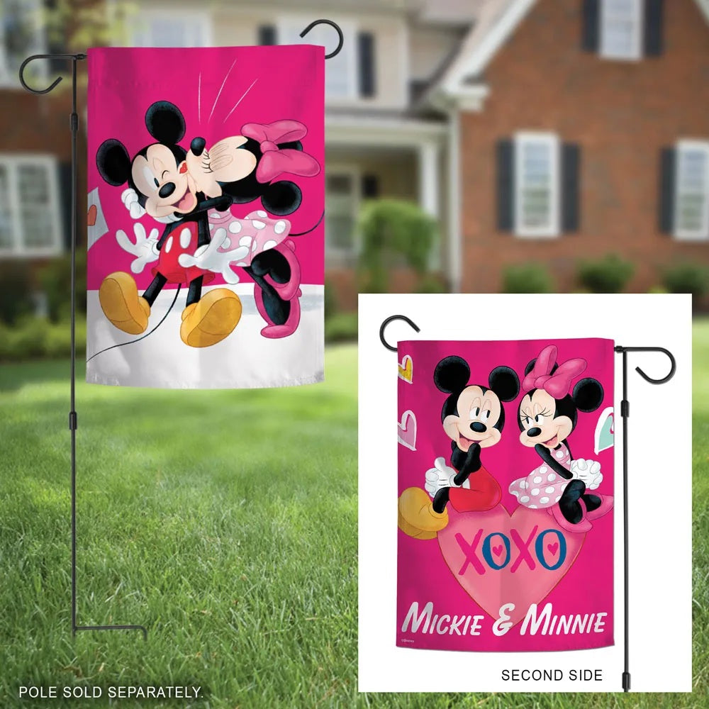 Mickey and Minnie Valentine Garden Flag 2 Sided Love Happens Here