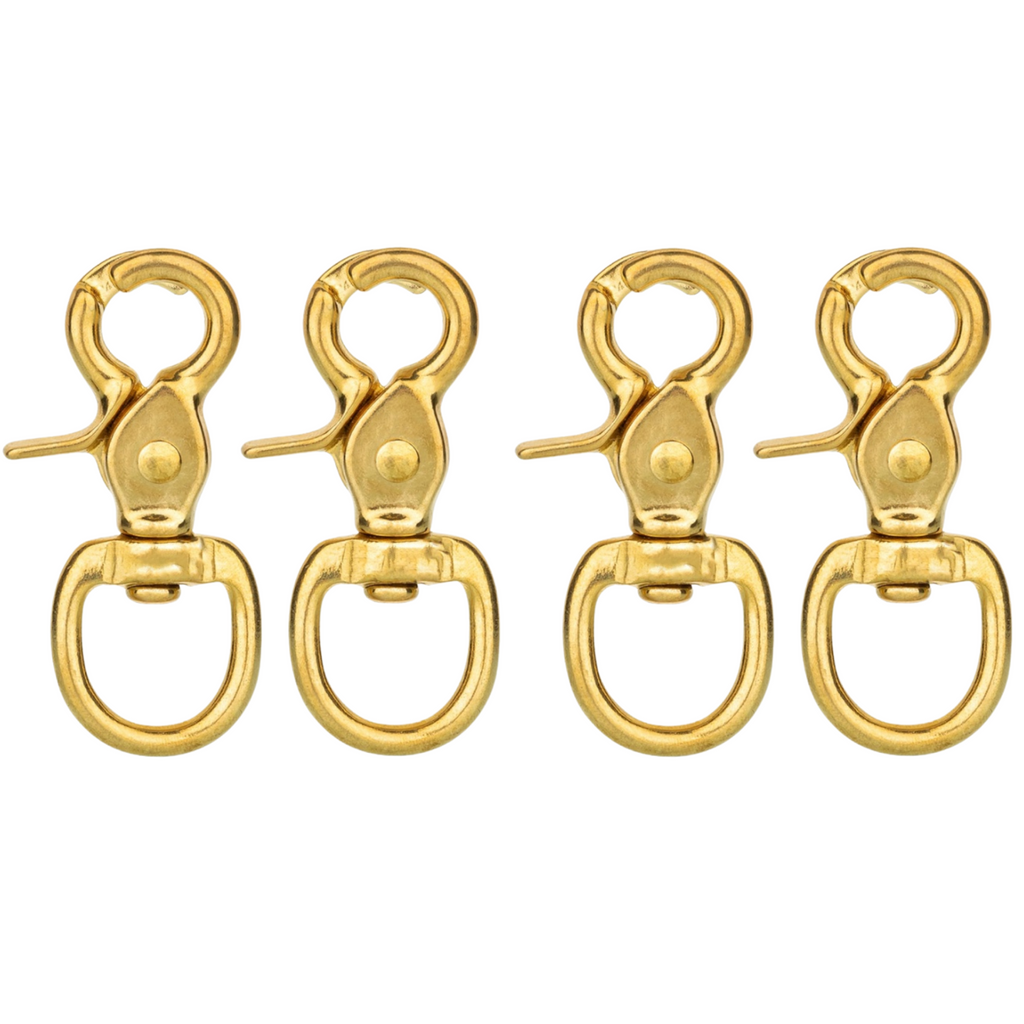 Horse Tack Brass-Plated Trigger Snap Square Eye Snap Loop Eye 2-1/2" 4-Pack