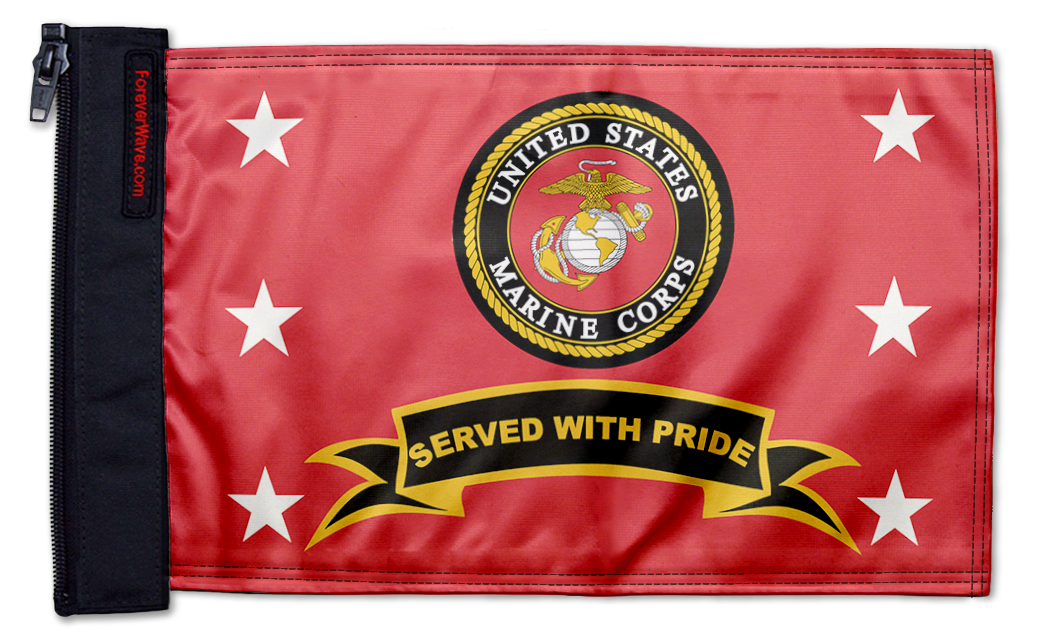 Marines Served With Pride 12"x18" Forever Wave Flag for Jeep Wrangler JK 2-Door 2007-2018