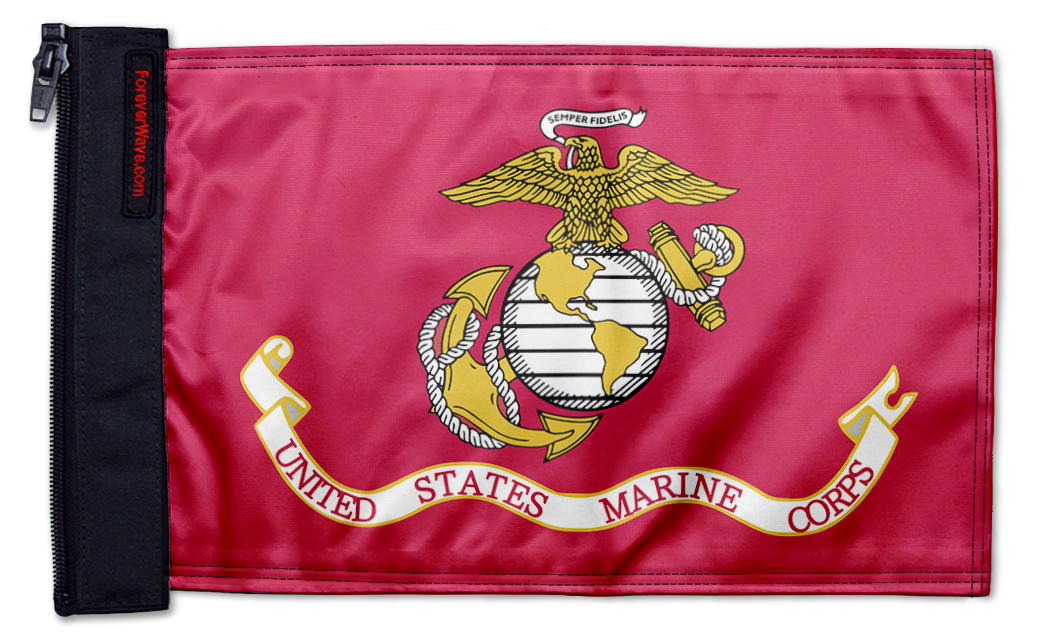 Marines 12"x18" Forever Wave Flag for Jeep Wrangler JLU 4-Door 2018-Present