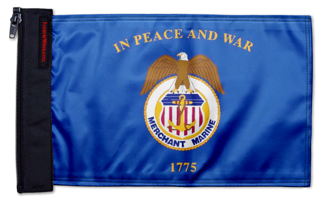 Merchant Marine 12"x18" Forever Wave Flag for Jeep Wrangler JK 2-Door 2007-2018