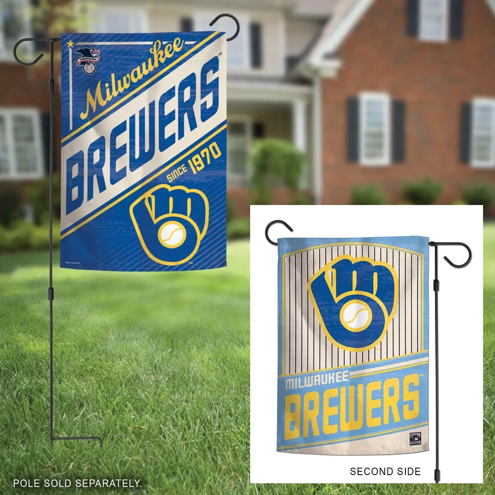 Milwaukee Brewers Garden Flag 2 Sided Classic Logo Pinstripe