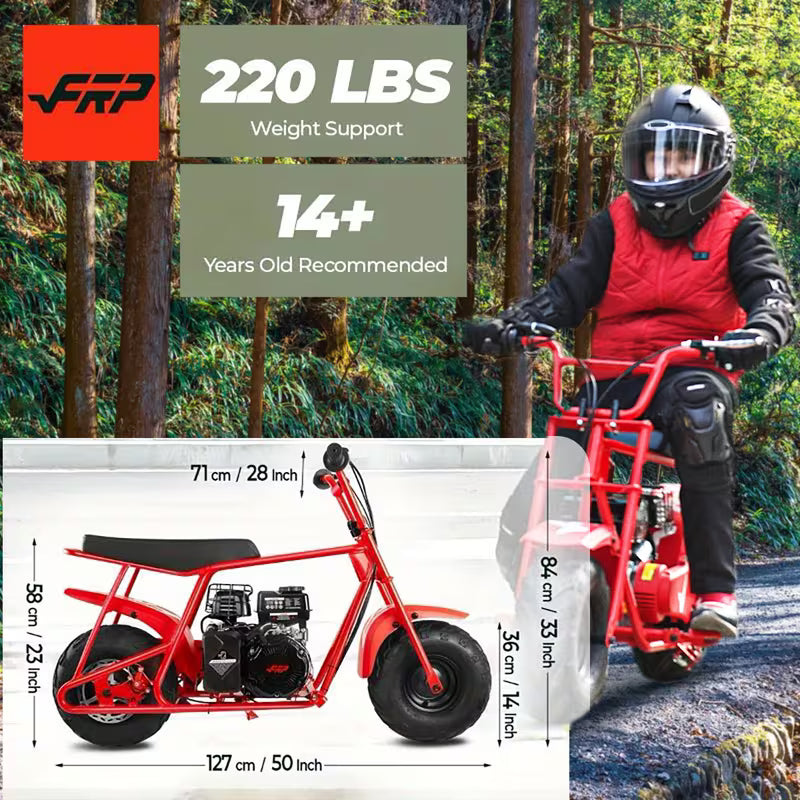 Mini Bike, 99cc 4-stroke Adult Mini Bike For Explorers, Gasoline-powered Mini Off-road Bike Motocross,