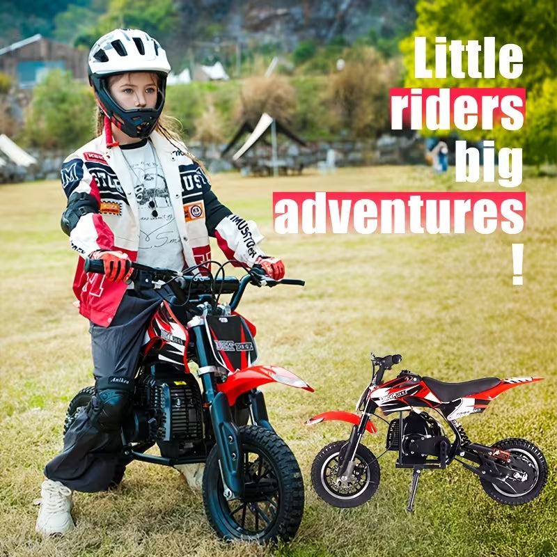 [Mini Dirt Bike] 2 Stroke Mini 50CC Gas Dirt Bike DB1 Model | Off-Road Tire, Shocks, Pull Start, Oil Mixed Required, Support Up to 130lbs, Top Speed: 20 Mph