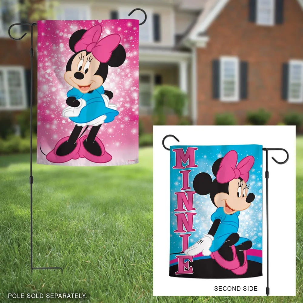 Minnie Mouse Garden Flag 2 Sided Sparkle Pink