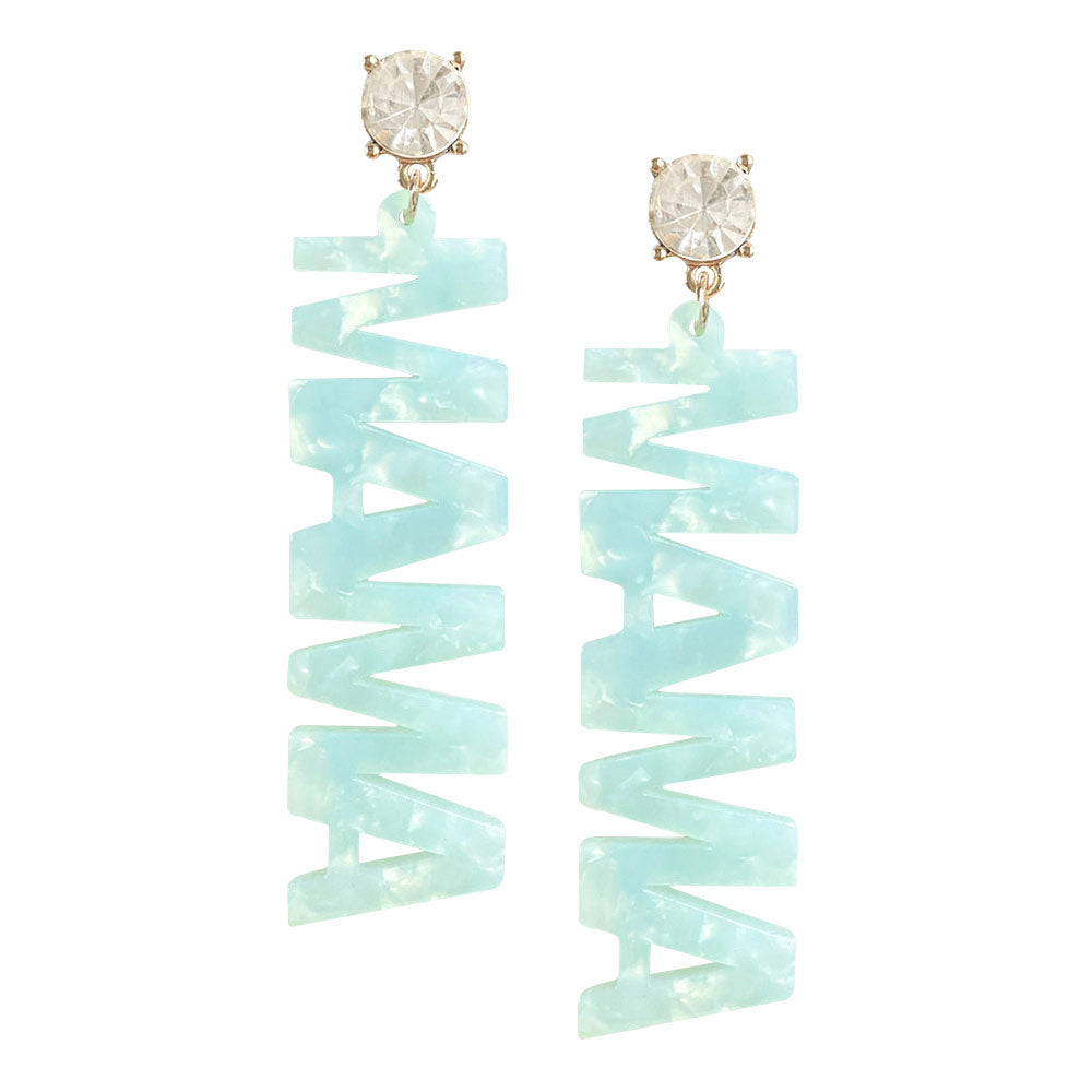 Round Stone Celluloid Acetate MAMA Message Link Dangle Earrings