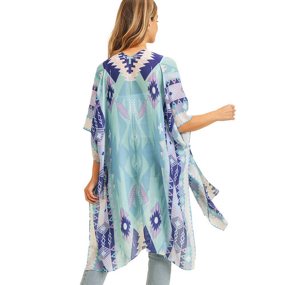 Tribal Patterned Cover Up Kimono Poncho