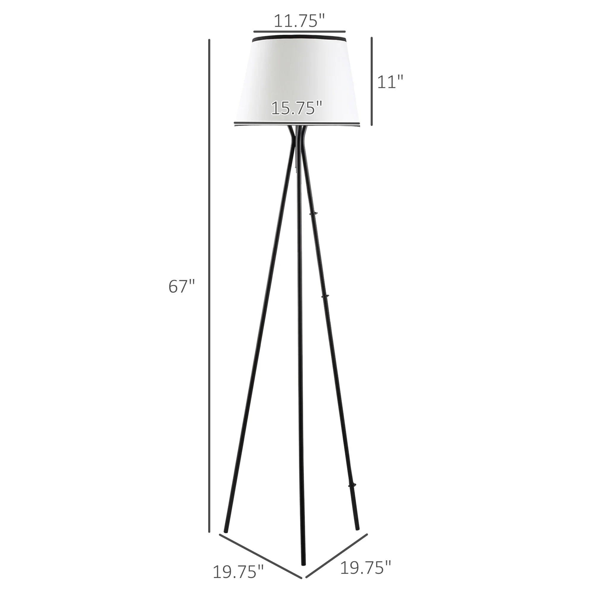 Modern Tripod Floor Lamp – Steel Frame, Fabric Shade & E26 Base | Reading & Living Room Standing Lamp
