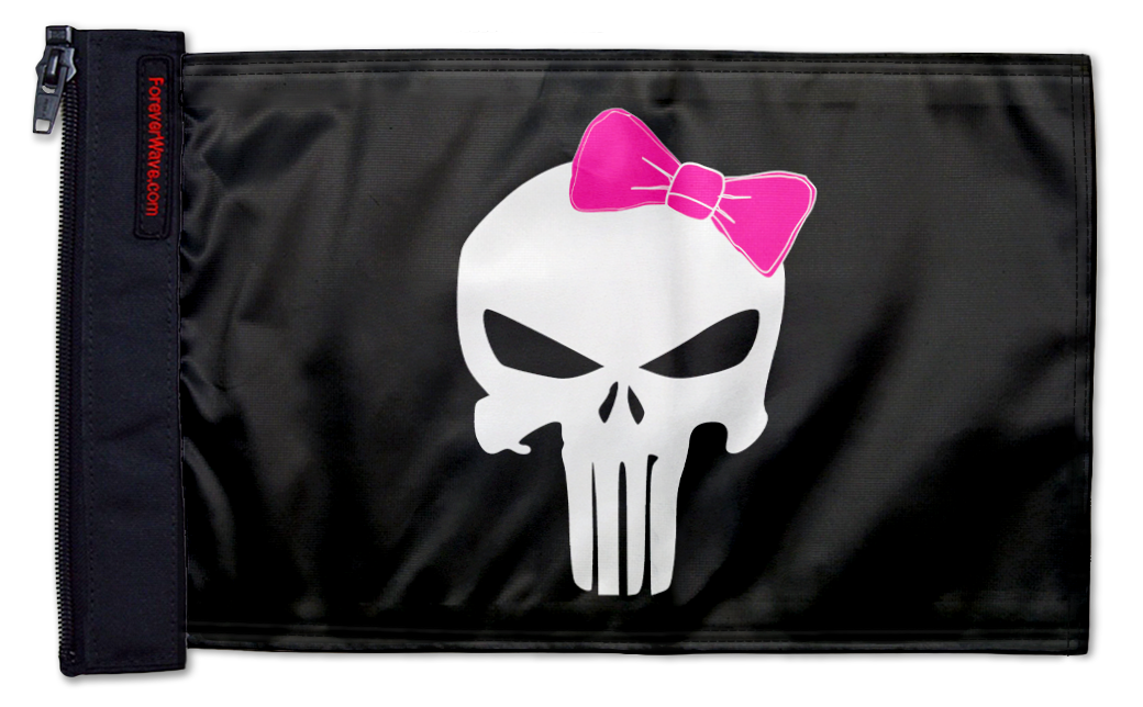 Punisher Pink Ribbon 12"x18" Forever Wave Flag for Jeep Wrangler YJ 1986-1995