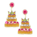 Felt Back Stone Beaded Cake Dangle Earrings