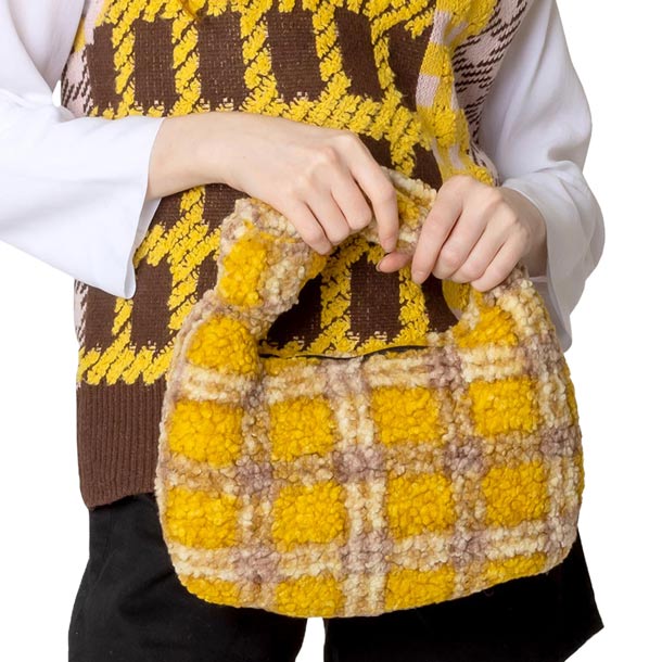 Plaid Check Patterned Sherpa Tote Bag