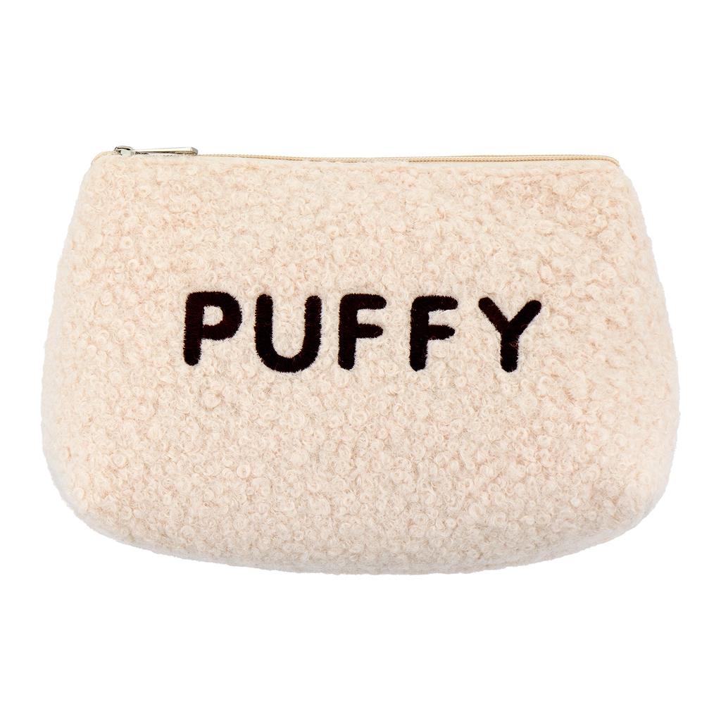 Eklips Puffy Plush Beige Makeup Bag