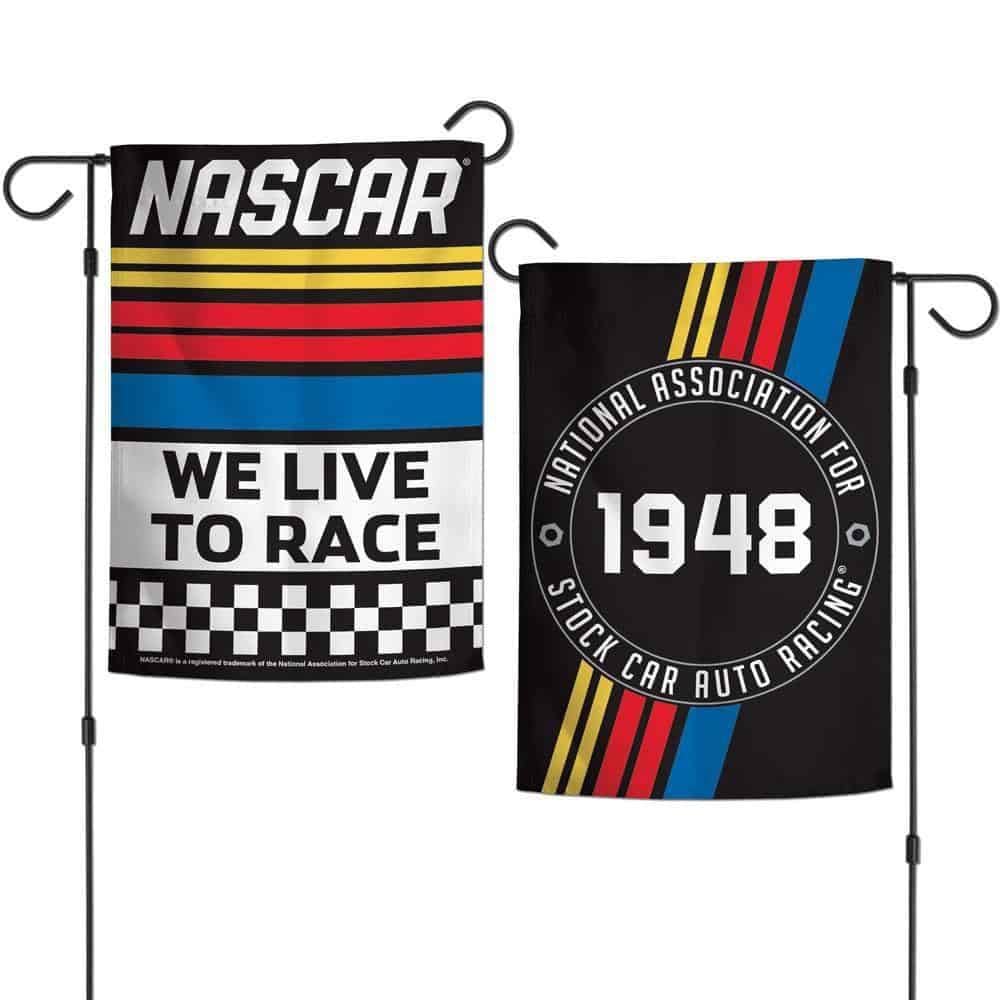 NASCAR Garden Flag 2 Sided We Live To Race Stock Car