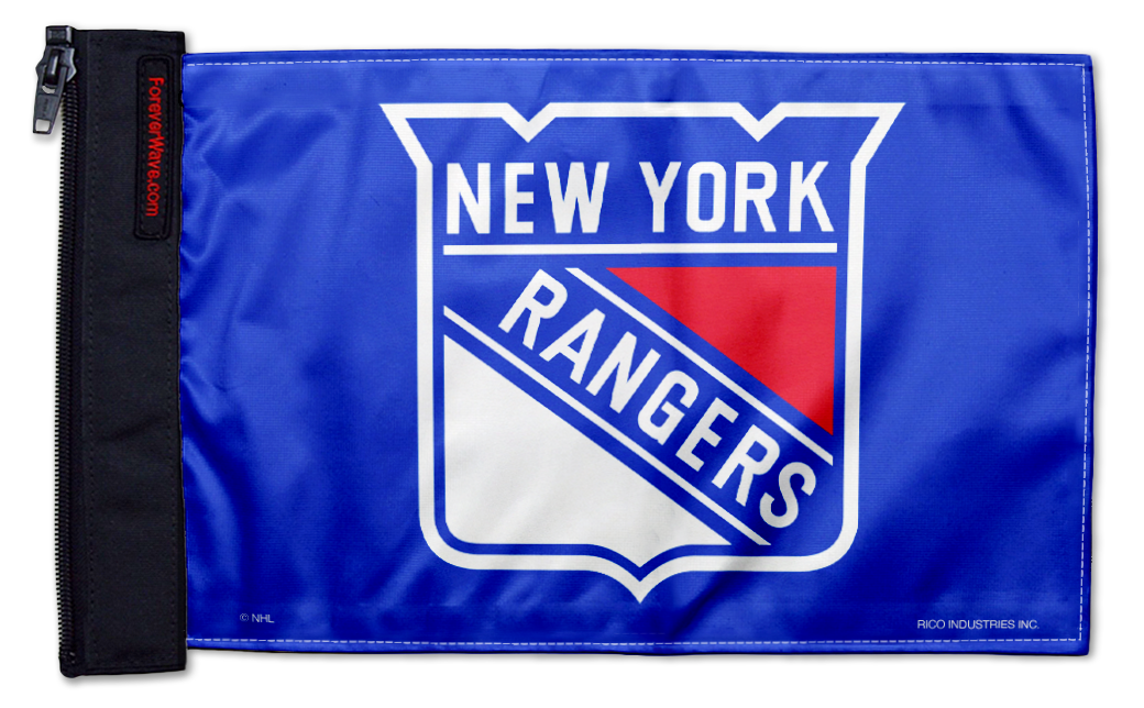 New York Rangers 11"x17" Forever Wave Flag for Jeep Wrangler CJ-7 and CJ-8 1976-1986