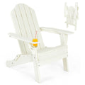 Foldable Weather Resistant Patio Chair with Built-in Cup Holder-Turquoise