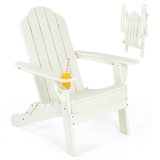 Foldable Weather Resistant Patio Chair with Built-in Cup Holder-Turquoise