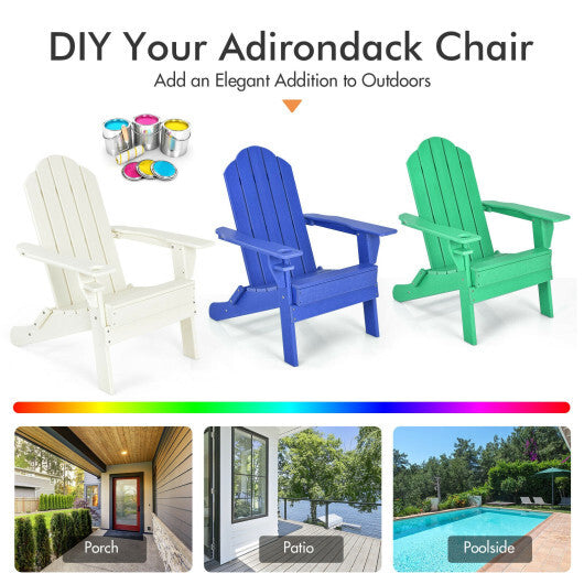 Foldable Weather Resistant Patio Chair with Built-in Cup Holder-Turquoise