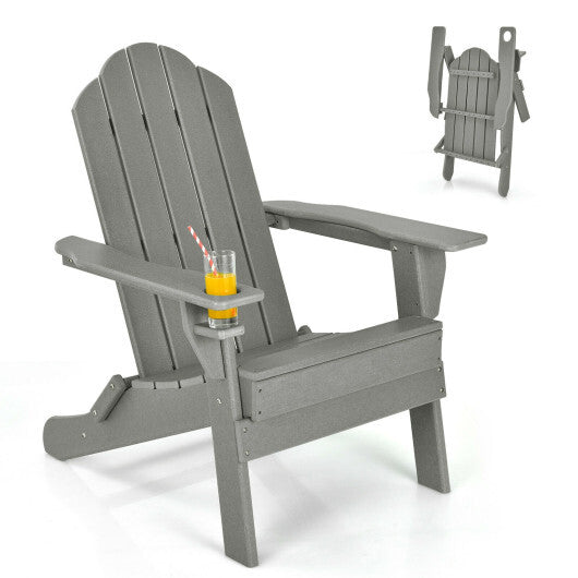 Foldable Weather Resistant Patio Chair with Built-in Cup Holder-Turquoise