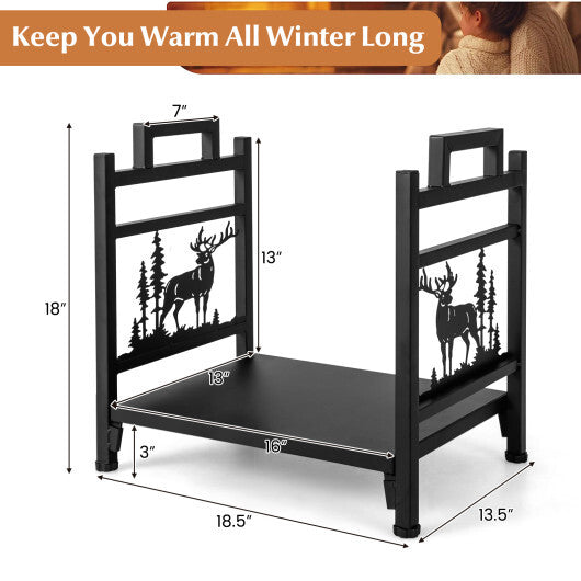 18.5 Inch Metal Firewood Rack with Dual Handles