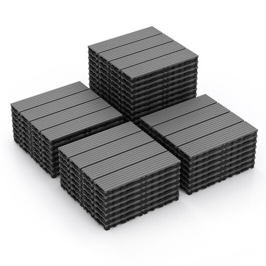 12 x 12 Inch 18 Piece All Weather Interlocking Deck Tiles for Splicing Area-Brown