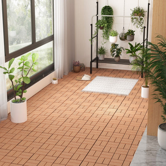 18 Pieces 12 x 12 Inch All Weather Interlocking Deck Tiles-Gray