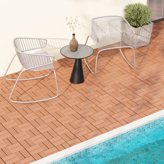 18 Pieces 12 x 12 Inch All Weather Interlocking Deck Tiles-Gray