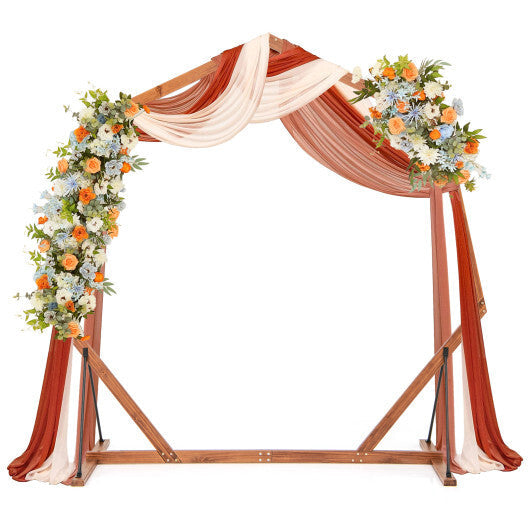 Wooden Wedding Arch Solid Wood Arbor Backdrop Stand for Wedding Ceremony-Round