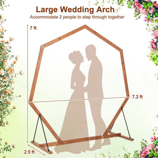 Wooden Wedding Arch Solid Wood Arbor Backdrop Stand for Wedding Ceremony-Round
