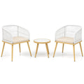 3 Pieces Outdoor Bistro PE Wicker Conversation Furniture Set-White