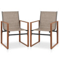 Outdoor Dining Chairs with Breathable Seat and Backrest Set of 2-Brown