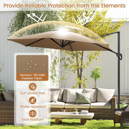 9 FT Cantilever Patio Umbrella with Vented Top and Sun-Protective Canopy-Beige