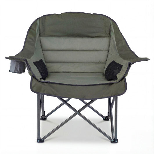 Folding Oversized Camping Chair with Side Pockets and Cup Holder-Blue