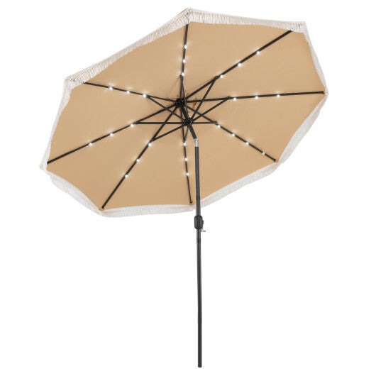 10 Feet Solar Patio Umbrella with 24 LED Lights for Yard-Navy