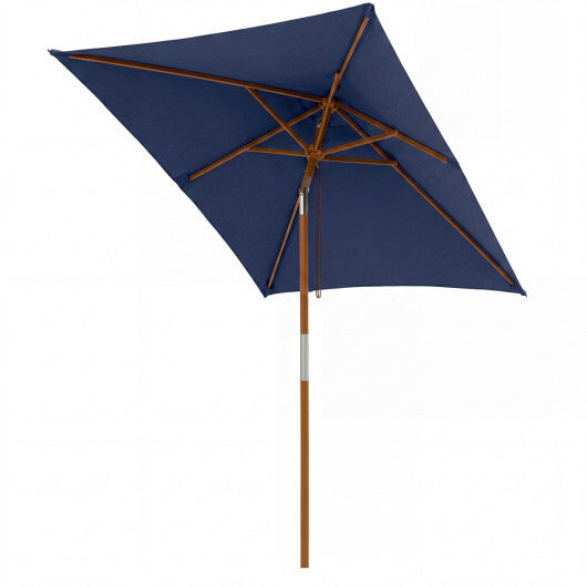 7 Feet Outdoor Rectangular Patio Umbrella with 3 Adjustable Heights-Beige