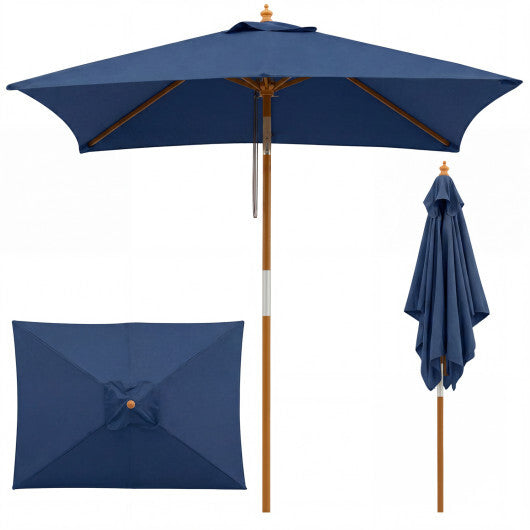 7 Feet Outdoor Rectangular Patio Umbrella with 3 Adjustable Heights-Beige