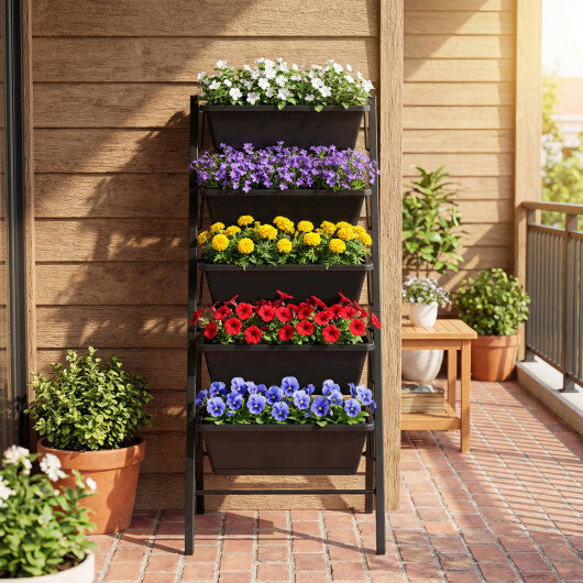 5-Tier Vertical Raised Garden Bed with Drainage Holes for Patio