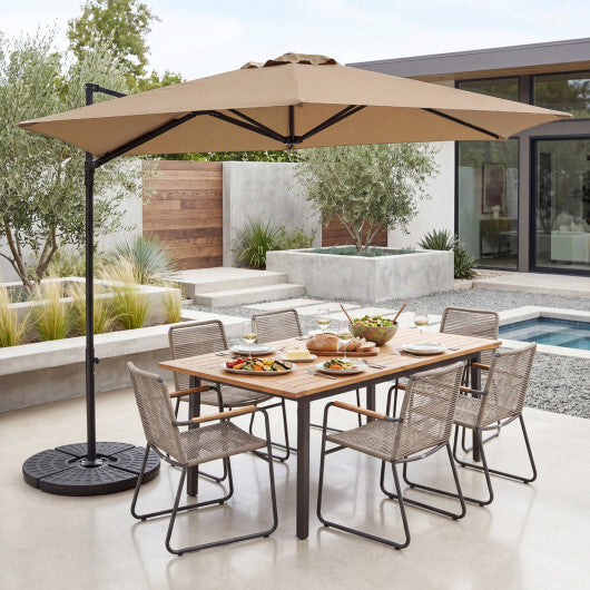 10 FT Cantilever Patio Umbrella with 360 Rotation for Garden-Tan