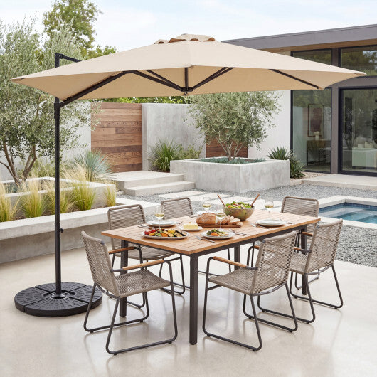 10 FT Cantilever Patio Umbrella with 360 Rotation for Garden-Tan