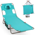Folding Beach Lounge Chair with Adjustable Backrest for Lawn-Gray