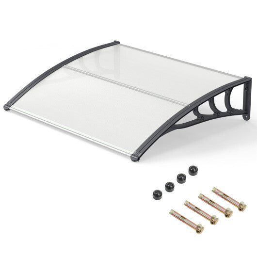 39 x 30 Inch Outdoor Front Door Window Awning Door Canopy Exterior-Black