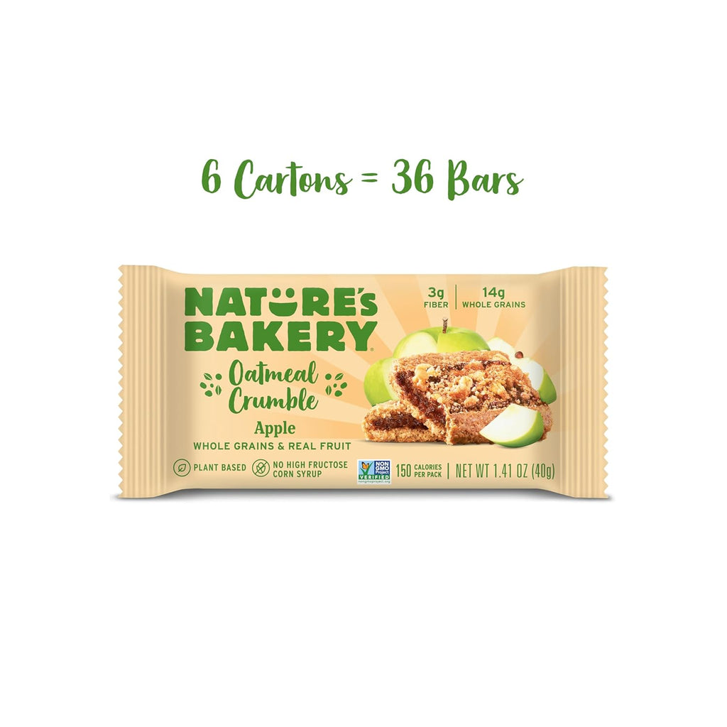 Nature's Bakery Oatmeal Crumble Apple Bars, 8.46 oz, Case of 6 (36 bars)