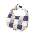 Checker Pattern Teddy Bear Faux Fur Mini Tote Bag