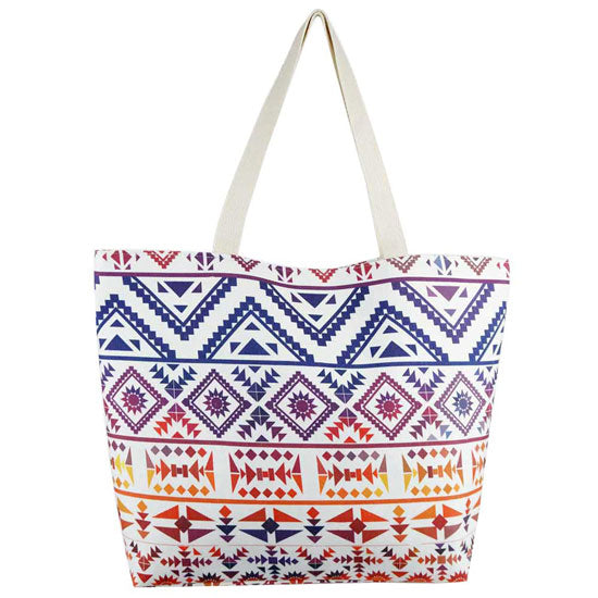 Colorful Tribal Pattern Beach Tote Bag
